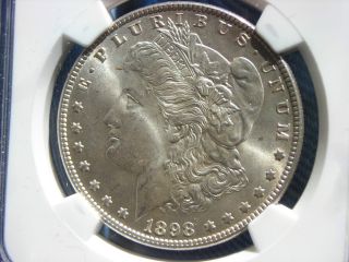 1898 Ngc Ms65 Morgan Dollar.  Better Date photo