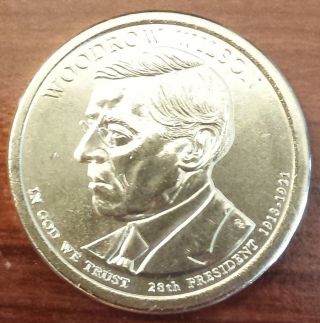 2013 - D $1 Woodrow Wilson Golden Presidential Dollar (4430) photo