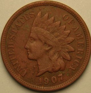 1907 Indian Head Penny,  Liberty Shows,  Ae 222 photo