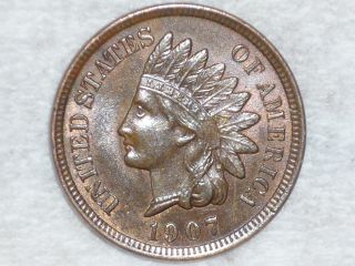 1907 Indian Cent Almost Uncirculated photo