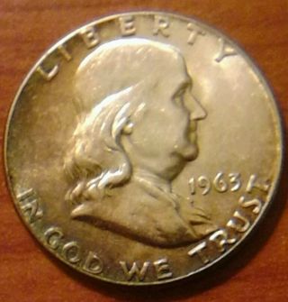 1963 Franklin Half Dollar 90% Silver U.  S.  Coin. photo