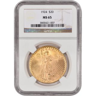Us Gold $20 Saint - Gaudens Double Eagle - Ngc Ms65 - Random Date photo