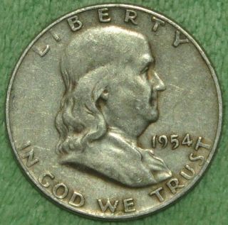1954 - D Franklin Half Dollar 90% Silver Coin Investment photo