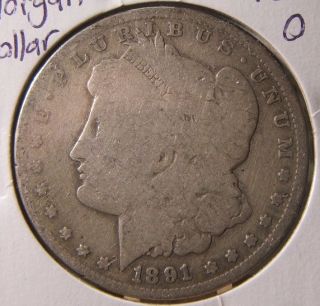 1891 - O Silver Morgan Dollar G - Vg Better Date photo