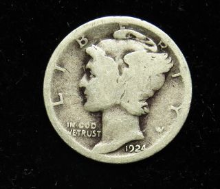 1924 90% Silver Mercury Dime Good (b04) photo