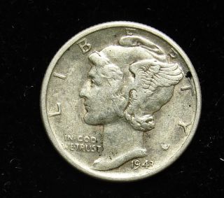 1943 90% Silver Mercury Dime Fine (b01) photo
