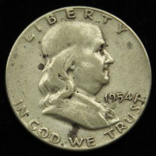1954 Franklin 90% Silver Half Dollar Good (b02) photo