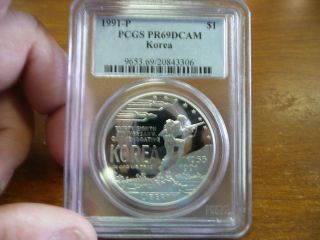 1991 - P Pcgs Pr69dcam Korea Commemorative Dollar photo