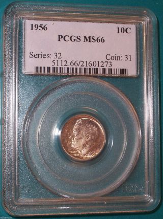 1956 Silver Roosevelt Dime Psgs Ms66 - W/ Toning photo