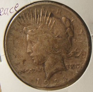 1921 - P Peace Silver Dollar Vf Beauty Key Date Coin photo