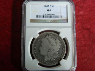 1893 - Morgan Silver Dollar - G4 - Ngc photo
