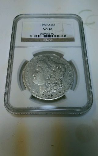 1893 - O $1 Ngc Vg - 10 Morgan Silver Dollar photo