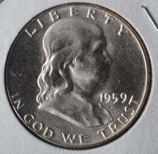 1959 Bu 50c Franklin Half Dollar Uncirculated photo