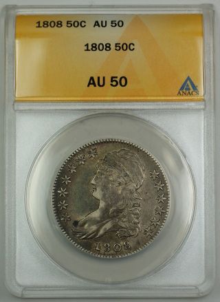 1808 Capped Bust Silver Half Dollar Coin 50c Anacs Au - 50 Gbr photo