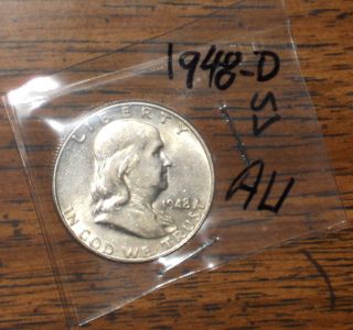 1948 - D Silver Franklin Half Dollar. . .  Grades 