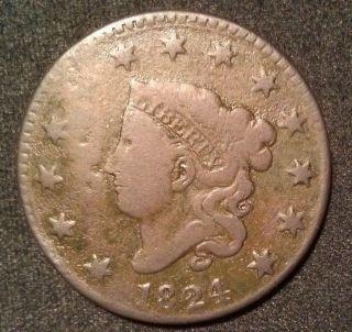 1824 Copper Large Cent In (matron Head) photo