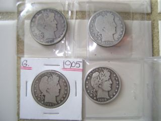 Silver Barber Halves. . .  1905 Only 662,  000 Minted. . .  Plus 08d&s,  09s photo