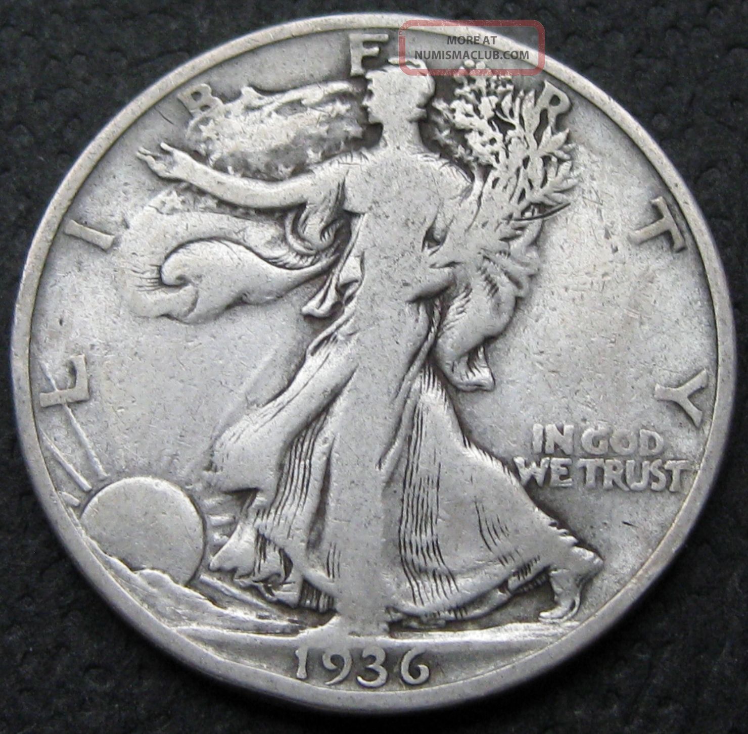 1936 Walking Liberty Silver Half Dollar Very Good T427 1936-walking-liberty-silver-half-dollar-very-good-t427