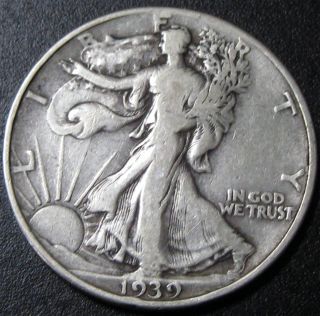 1939 Walking Liberty Silver Half Dollar Fine T431 photo