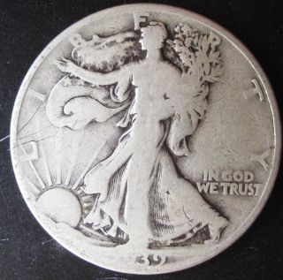 1939 D Walking Liberty Silver Half Dollar As Pictured T123 photo