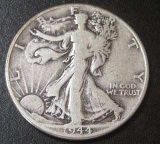 1944 Walking Liberty Silver Half Dollar Very Good E53 photo