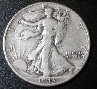 1943 Walking Liberty Silver Half Dollar Fine E47 photo