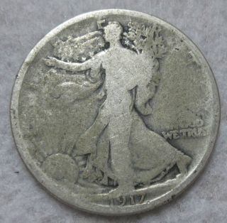 1917 Walking Liberty Silver Half Dollar Good A382 photo