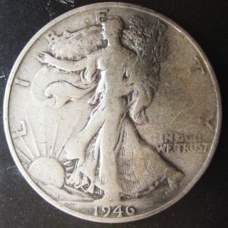 1946 S Walking Liberty Silver Half Dollar As Pictured T122 photo