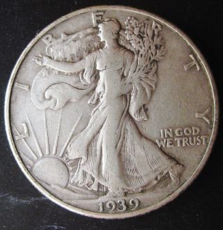 1939 D Walking Liberty Silver Half Dollar As Pictured T124 photo