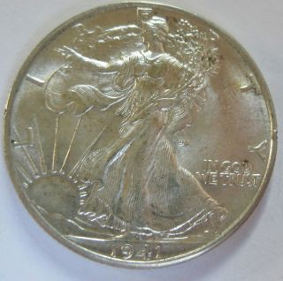 1941 D Walking Liberty Silver Half Dollar Choice Bu A178 photo