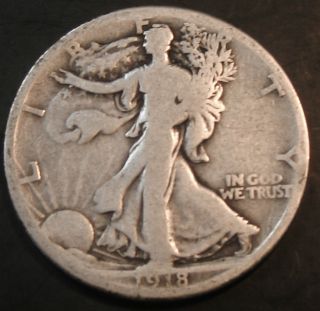 1918 S Walking Liberty Silver Half Dollar As Pictured Sp34 photo