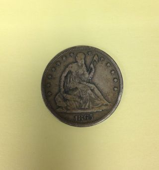 1865 S Seated Liberty Half Dollar Silver Coin Early Us Type Civil War Era Money photo