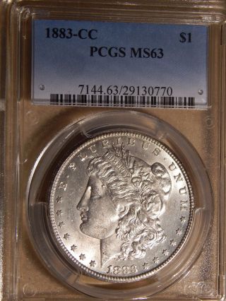 1883 Cc Morgan Silver Dollar.  Pcgs Ms63.  A Piece photo