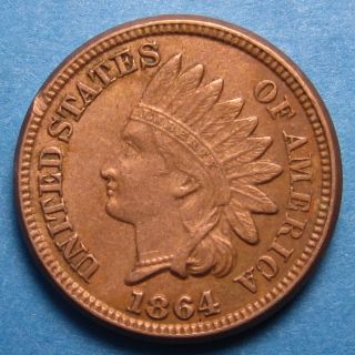 1864 Bronze Indian Head Cent,  Xf,  &, , photo
