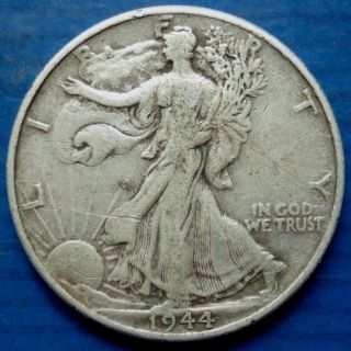 Great 1944 Liberty Walking Half Dollar Silver Coin Us A5 photo
