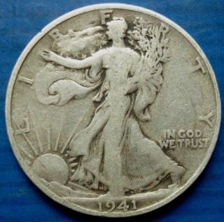 Great 1941 - D Silver Liberty Walking Half Dollar $2 Flat Combined B11 photo