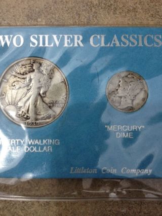 1939 Liberty Walking Half And 1944 D Mercury Dime.  Two Silver Classics photo