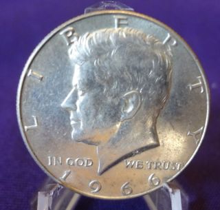 1966 Kennedy Half Dollar In Almost Uncirculated+ 40% Silver (1.  2) photo