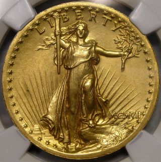 1907 Saint - Gaudens Wire Rim $20 Gold Ngc Uncirc Gem Appealing Gorgeous photo