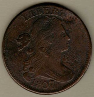 1807/6. . . .  Overdate Draped Bust Lg Cent photo
