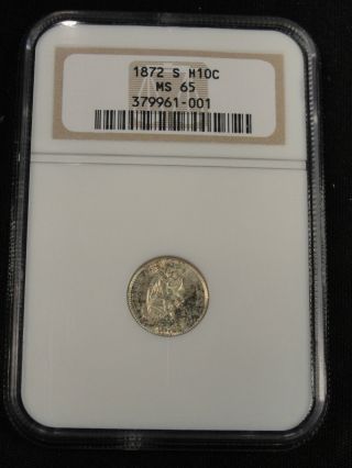1872 S Seated Liberty Silver Half Dime Rare Key Date Ngc Ms65 1001 photo