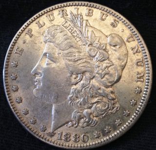 1880 - O Silver Morgan Dollar A U Almost Uncirculated Great Coin A U+++ photo