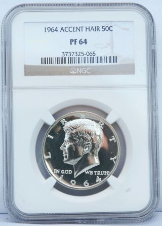 1964 Ngc Pf 64 Accented Hair Kennedy Half Dollar Proof photo