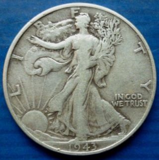 Great 1943 Liberty Walking Half Dollar Silver Coin Us A10 photo