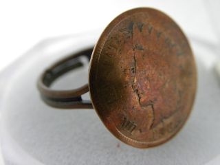 Ring Indian Head Penny 1903 Authentic Woman Adjustable Brass Antique Finish photo