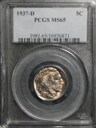 1937 - D Pcgs Ms 65 Buffalo Nickel photo