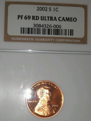 2002 - S Proof Lincoln Cent Ngc Pf 69 Rd Ultra Cameo photo