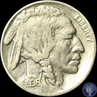 1936 P Vf/xf Buffalo Nickel 5c 54 photo