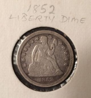 1852 Seated Liberty Silver 10c Dime photo