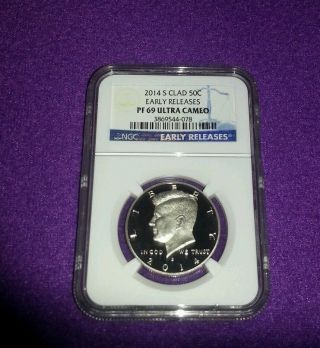 Kennedy Half Dollar 2014 S Clad Ngc Pf69 Ultra Cameo Early Releases Blue Label photo
